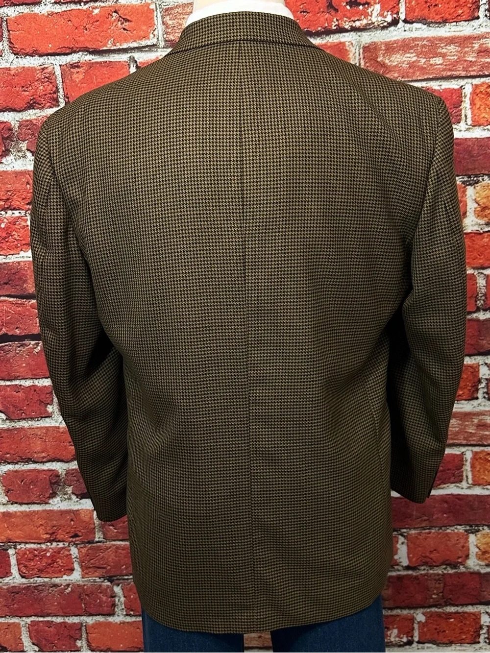 OSCAR DE LA RENTA MENS BLAZER SZ 48 BROWN HOUNDSTOOTH CHECK SPORT COAT JACKET